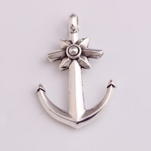 一休老银匠 925纯银船锚吊坠 简约个性 潮流 情侣项链吊坠