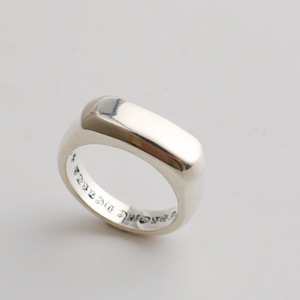 一休老银匠手工制作925纯银方形光面银戒指 男女款 个性指环