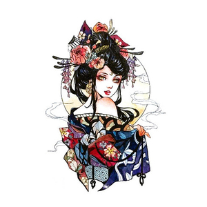 纹身贴防水男女持久花臂日式艺伎艺姬贴纸大腿遮疤手臂逼真刺青