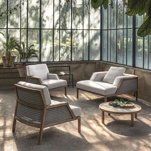 休闲户外沙发实木别墅花园高端酒店柚木绳编防腐木设计师创意家具