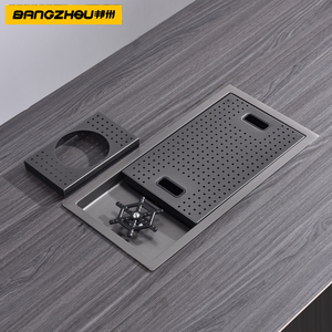 超小中岛吧台隐藏式手工水槽单槽迷你不锈钢洗菜盆带洗杯器单水池