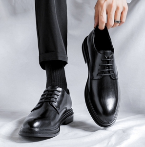 2023新款春夏季内增高皮鞋男尖头真皮休闲男鞋商务正装配西裤鞋子
