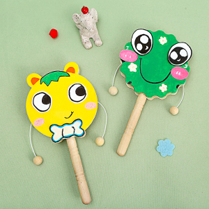 木质玩具拨浪鼓幼儿画画涂鸦工具儿童diy 手工制作品创意模具材料