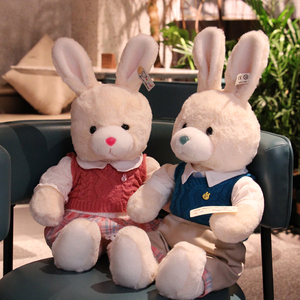 可爱小白兔公仔玩偶情侣一对布娃娃宝宝安抚床上抱睡男女生日礼物