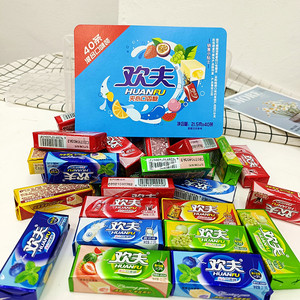 欢夫夹心口香糖混合水果味清新口气盒装散装可乐蓝莓清提味薄荷糖