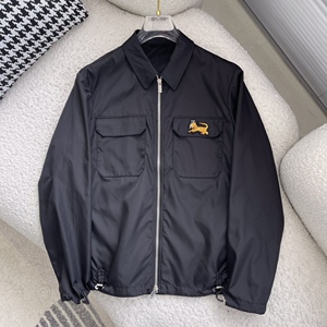 2022春夏迪奥dior ityor老虎刺绣黑色翻领夹克休闲时尚薄外套男装