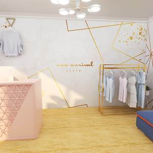 网红北欧仿大理石墙纸客厅美容院美甲店服装店女装专用背景墙壁纸