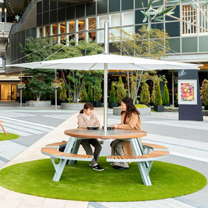 可升降户外桌椅柚木连体卡座餐厅室露天公共场所的子公园长凳组合