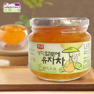 进口韩福10.2蜂蜜芦荟味柚子茶580g*1罐韩国原装进口蜂蜜果味饮品
