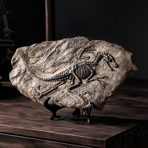 曼塔仿真恐龙化石模型复古工艺品标本摆设霸王龙摆件办公室装饰品