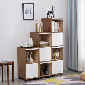 实木格子柜自由组合角落夹缝收纳储物窄柜简易小木柜移动带门书柜
