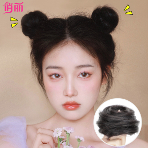 丸子头真发发圈汉服假发古风女夏自然蓬松盘发髻发饰懒人双假发包
