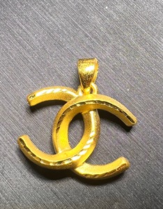 足金999双c吊坠小香风硬金吊坠