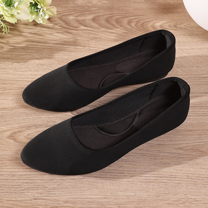 老北京布鞋女夏季平底上班牛筋底软底工作女士黑色春秋豆豆单鞋子