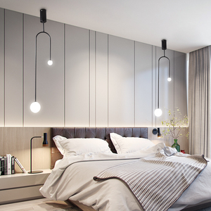 北欧吊灯卧室床头吊灯创意背景墙吊灯简约个性铁艺卧室书房灯具