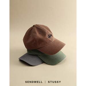 stussy斯图西棒球帽咖啡色棕色潮遮阳防晒显脸小头男女休闲鸭舌帽