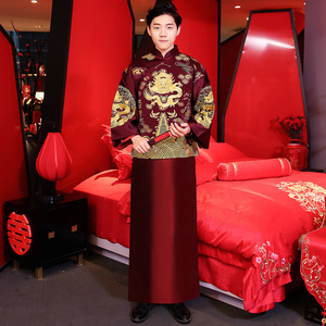 唐装秀禾服男装2019春夏新款中式婚礼结婚新郎礼服龙凤褂裙褂古装