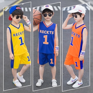小孩儿童篮球服套装夏天男童女童中大童球衣幼儿男孩1号蓝球衣服