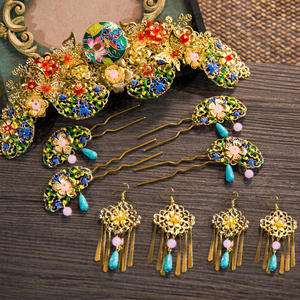 罗门新娘头饰古代七件套凤冠霞帔中式婚礼秀禾服古装