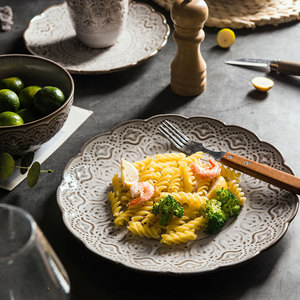 lototo复古欧式浮雕餐具家用创意陶瓷菜盘牛排盘子碗碟子西餐平盘
