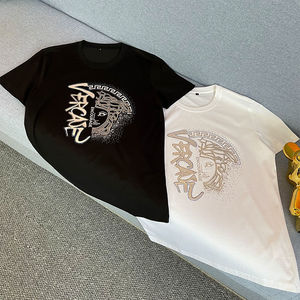 2022年夏季新款潮流瓦萨琪丝光棉圆领半袖in烫钻短袖男t恤