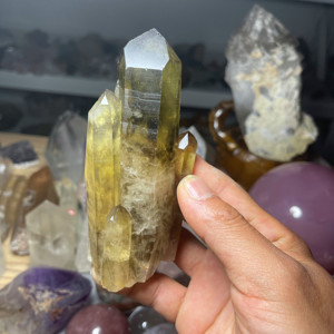 天然水晶 巴西黄水晶骨干原石摆件 黄水晶镭射激光水晶柱通灵水晶