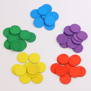 幼儿园小学生数学教具几何体图形计数片小圆片彩色木制几何体圆片