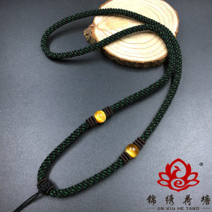 新款手工编织男粗黑色项链绳大吊坠挂绳5mm黄金翡翠和田玉佩蜜蜡