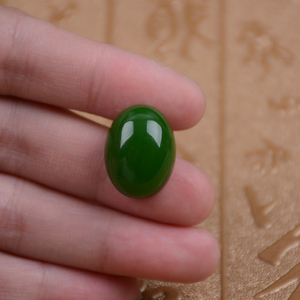 a货新疆和田玉碧玉蛋面戒面20mm*15mm 裸石玉石玉器戒面吊坠