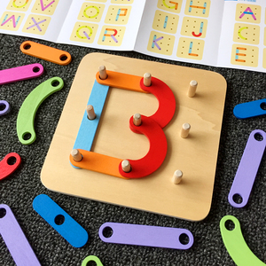 儿童早教益智拼装积木宝宝拼图数字字母形状套柱幼儿园玩具3-6岁