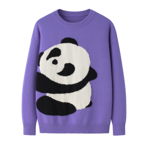 熊猫图案毛衣女
