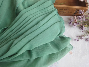 褶皱变色绿色真丝麻雪纺外贸韩国原单原创手工日韩欧美薄服装面料