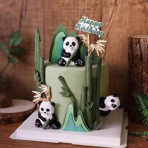 立体可爱熊猫竹子山峰磨具中式翻糖蛋糕装饰干佩斯巧克力硅胶模具