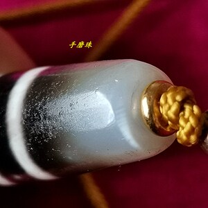 藏传天珠传世千年西亚玛瑙古珠黑白线珠锁骨链