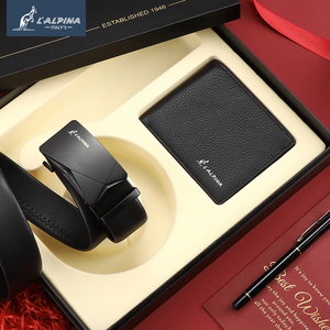 lalpina袋鼠真皮男士钱包皮带礼盒套装高档头层牛皮 节日生日礼物