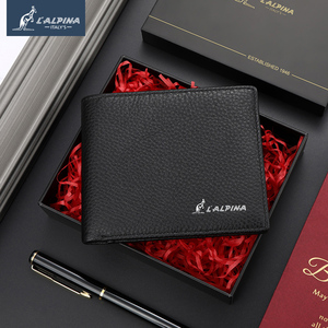 lalpina阿尔皮纳袋鼠钱包男士真皮短款皮夹子头层牛皮商务男钱包