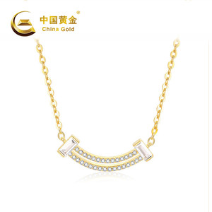 【中国黄金】1417# 镂空微笑 s925银项链