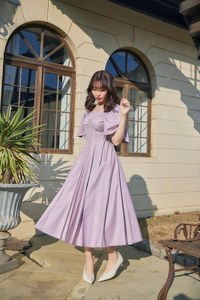 yume 宝藏特卖 H2200正品原面料 紫色小飞袖 显高瘦连衣裙
