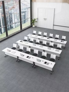 海南海口折叠桌培训机构带轮办公桌会议桌长桌可折叠移动桌子