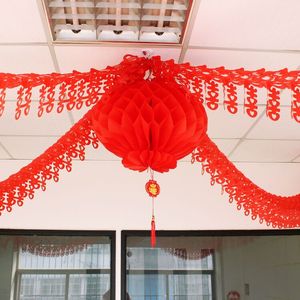 装饰花球纱幔套装客厅挂饰新房风铃拉花花环麒才居家日用旗舰店11