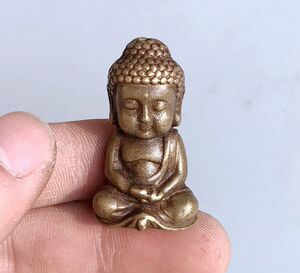 纯实心黄铜宝宝佛小佛祖小摆件铜佛小挂件药匙扣仿古玩铜器铜雕件