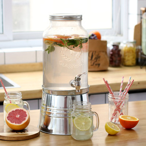 6L水果酵素桶甜品台饮料桶柠檬水桶果汁罐可乐桶玻璃泡酒瓶带龙头