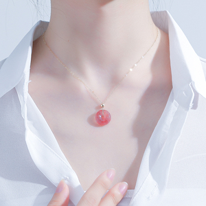 【夏日甜心】天然草莓晶平安扣吊坠项链女锁骨链ins潮小众设计感