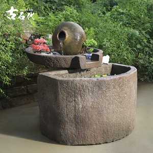 老石槽鱼缸石水缸养鱼庭院大型流水景观水槽别墅花园石磨喷泉造景