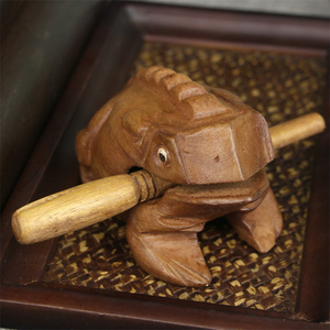 木鱼8号22*11*11cm木旺财招财底座6号手工制作发声木青蛙