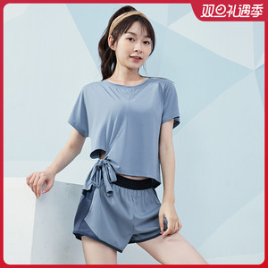 瑜伽服女健身训练性感宽松显瘦短袖夏季户外跑步专业速干运动套装