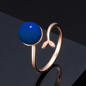 多米矿工多米尼加蓝珀戒指女天然琥珀黄蜜蜡春芽18k玫瑰金定制8mm