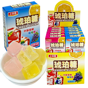 网红外酥里嫩混合水果味琥珀糖可食用儿童独立包装方块软糖小零食