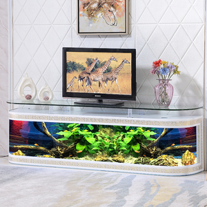 电视柜金鱼缸客厅家用中大型落地双圆乌龟靠墙玻璃创意欧式水族箱