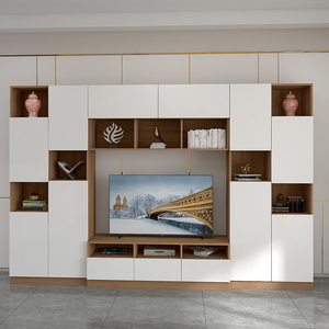 客厅整体衣柜电视柜一体组合电视墙柜简约现代满墙书柜背景墙定制